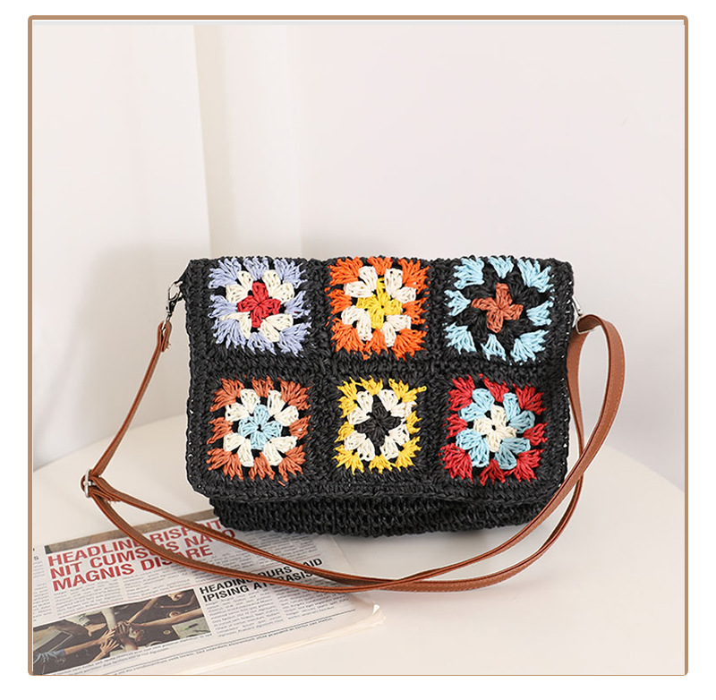 Mujeres Medio Sorbete Bloque De Color Estilo Vintage Estilo Clásico Cuadrado Hebilla Magnética Bolsa De Paja display picture 4