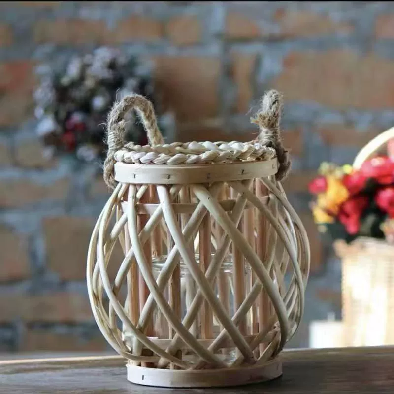 Антикварные фонарики, корзины из тростника, фонарики в стиле ретро, ​​бревна, ручные предметы ручной работы династии Хань, украшения для сада.