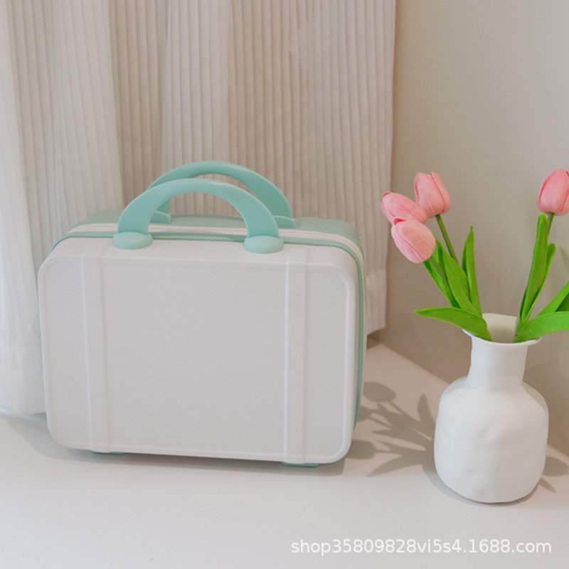 Mini maleta pequeña bolsa de cosméticos de 14 pulgadas, maleta de mujer de moda personalizada, equipaje ligero de corta distancia al por mayor