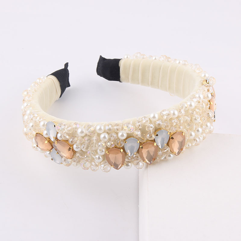 Fashion Flannelette Pearl Crystal Inlaid Rhinestone Headband display picture 2