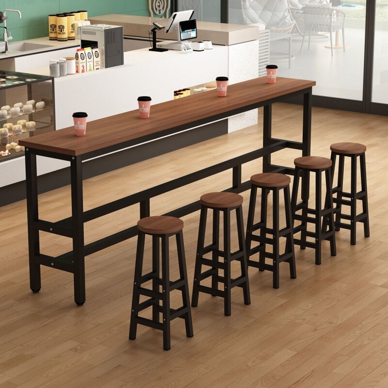 Simple wall-mounted bar table for commercial use, high-topped table for tea shops, table and chair set, balcony partition, narrow high-topped table