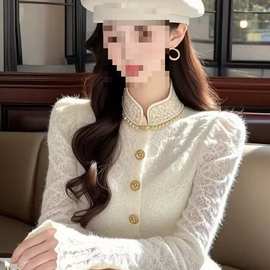 法式秋季新款蕾丝秋冬上衣2025气质洋气绝美时尚长袖打底衫