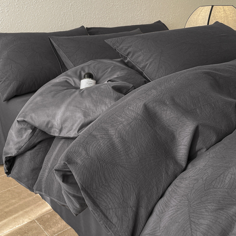 Luz de lujo doble capa de algodón jacquard de tres capas de colchón de alta calidad de cuatro piezas de sábanas de cama de algodón de tres piezas de ropa de cama