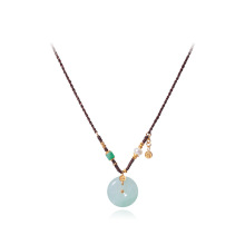 现货天然缅甸A货翡翠平安扣吊坠项链女S925银镀18K金23mm源头工厂