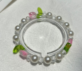 S025-[화이트] 튤립 팔찌 # SZ211용