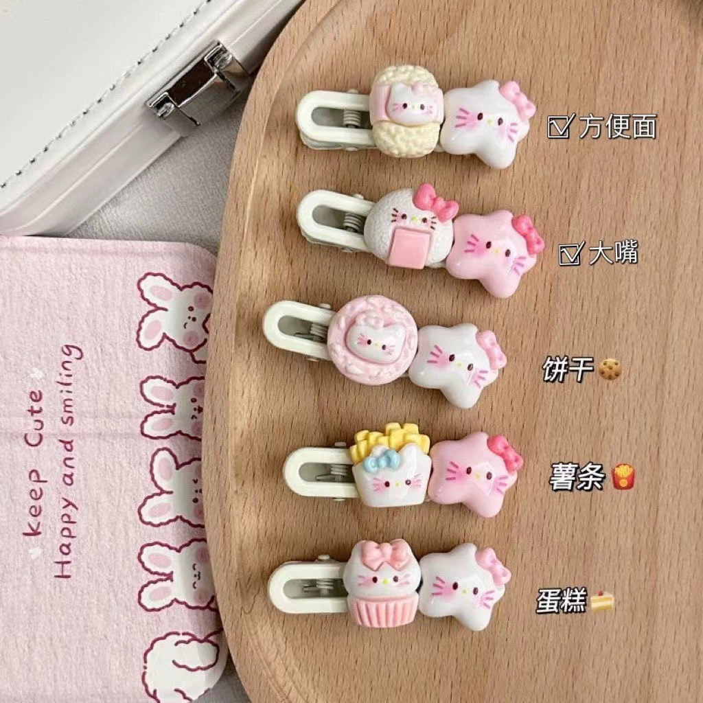 Набор аксессуаров для волос (Hello Kitty) — 10 штук милых японских мультяшных заколок, шпильки и резинки, розовый