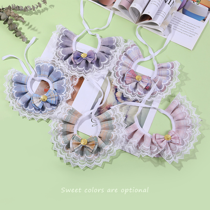 Gato de encaje bufanda babero mascota princesa estilo bufanda arco collar transfronterizo Venta caliente decoraciones al por mayor