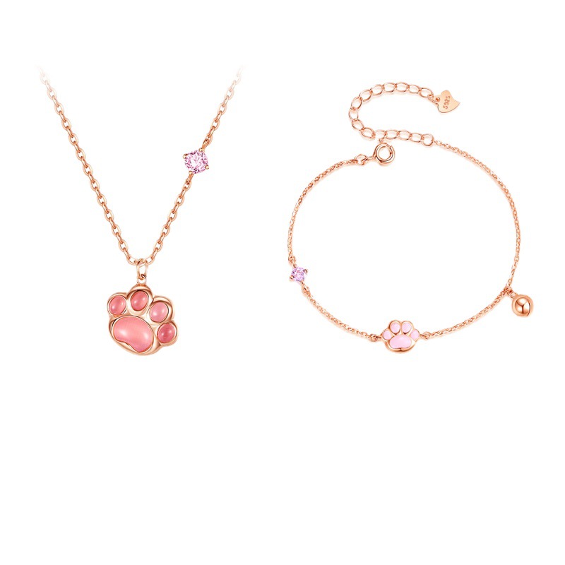 Sterling Silver Cat Claw Necklace Women's Summer Cute Pendant Collarbone Chain 2022 New 520 Valentine's Day Gift for Girlfriend