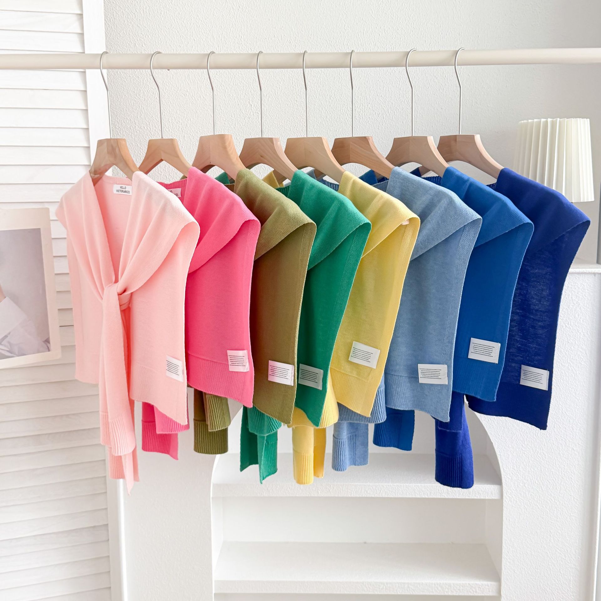 Spring and Autumn Candy Color Wool Blend Shawl, Korean Style Fashionable Outerwear, Solid Color Multi-Purpose Shawl