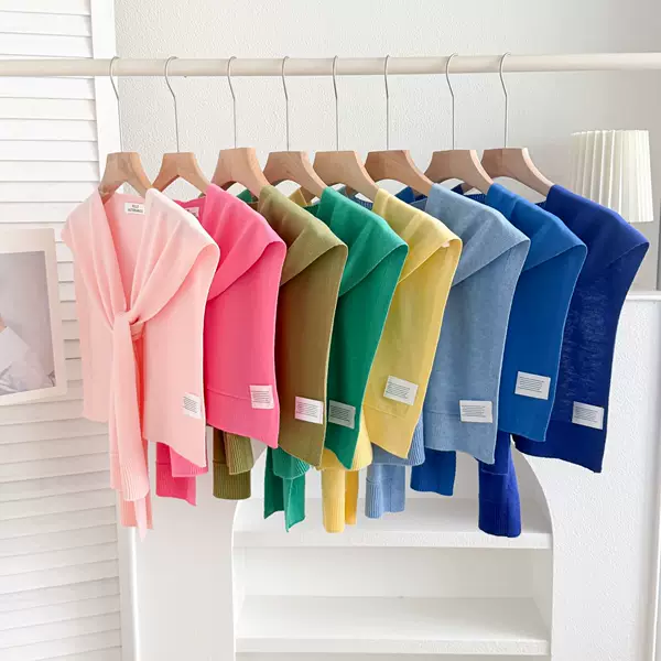 Spring and Autumn Candy Color Wool Blend Shawl, Korean Style Fashionable Outerwear, Solid Color Multi-Purpose Shawl