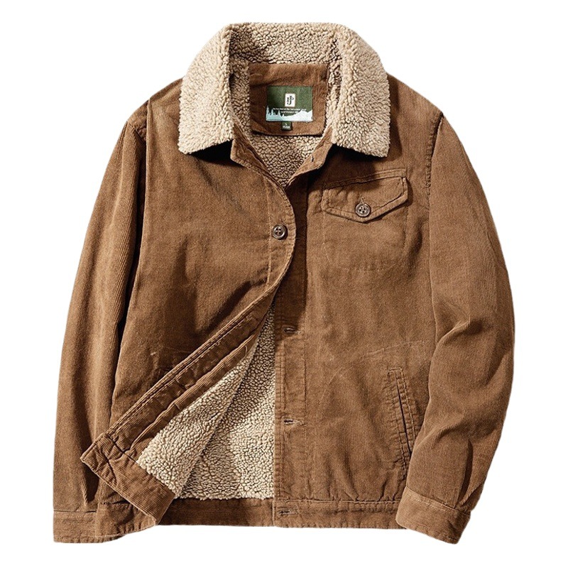 Chaqueta de pana de invierno para hombre abrigo cálido de algodón acolchado forrado de lana engrosada abrigo de algodón acolchado chaqueta de trabajo de papá 1852 1885