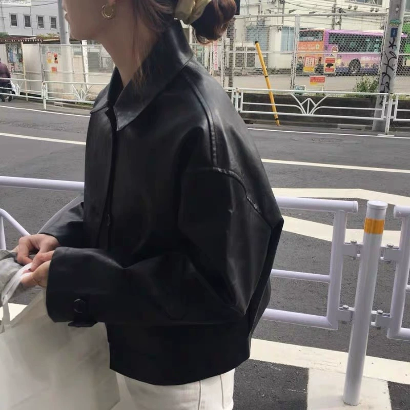Осенняя ретро укороченная куртка, свободный крой, цвет New Juliu Black, размеры M–3XL, осенний стиль