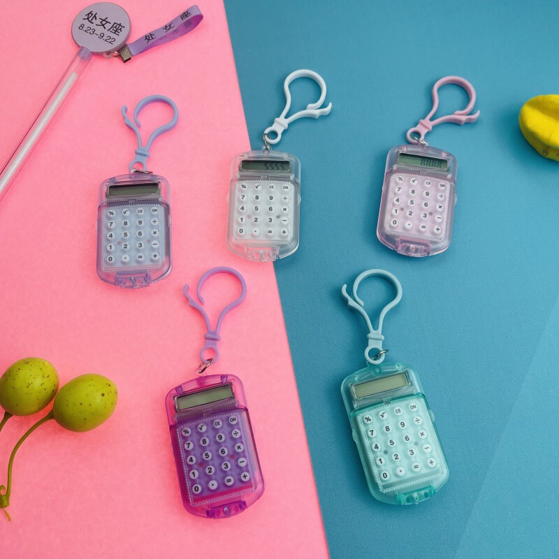 ミニ電卓透明フリップキーホルダーサイレント高価値コンパクトポータブルシンプルな学生試験コンピュータ|undefined