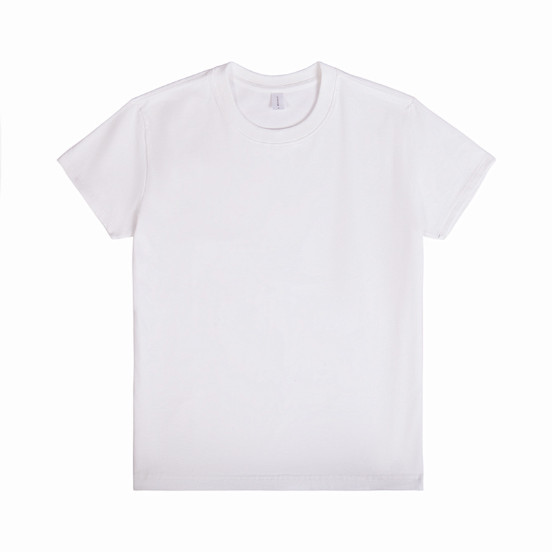 Camiseta de manga corta cepillada engrosada camisa de fondo de camiseta blanca Interior informal de media manga de algodón pesado suelto de los hombres