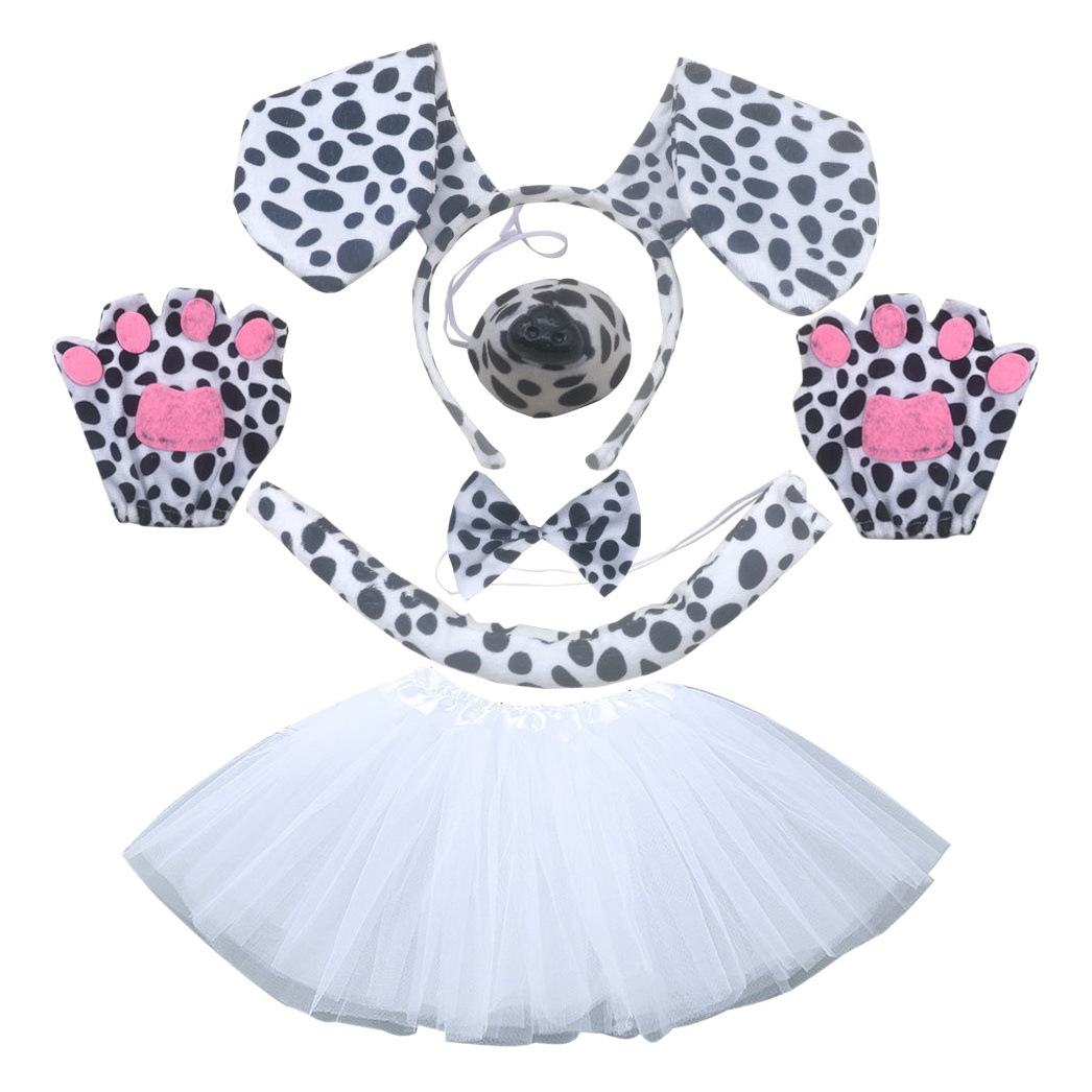 Suministro transfronterizo de Halloween, nueva diadema de perro salchicha, falda de malla con nariz de perro manchada, traje de actuación, accesorios de vestir