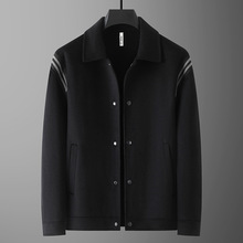 2024年秋冬新款男士呢子夹克加肥加大码短款翻领毛呢外套男双面呢