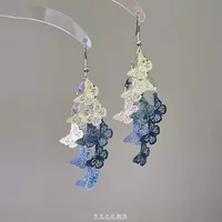 "Mirror Flower Butterfly Dream" холодная серебряная голубая полая бабочка серьги ретро нишевые винтаж