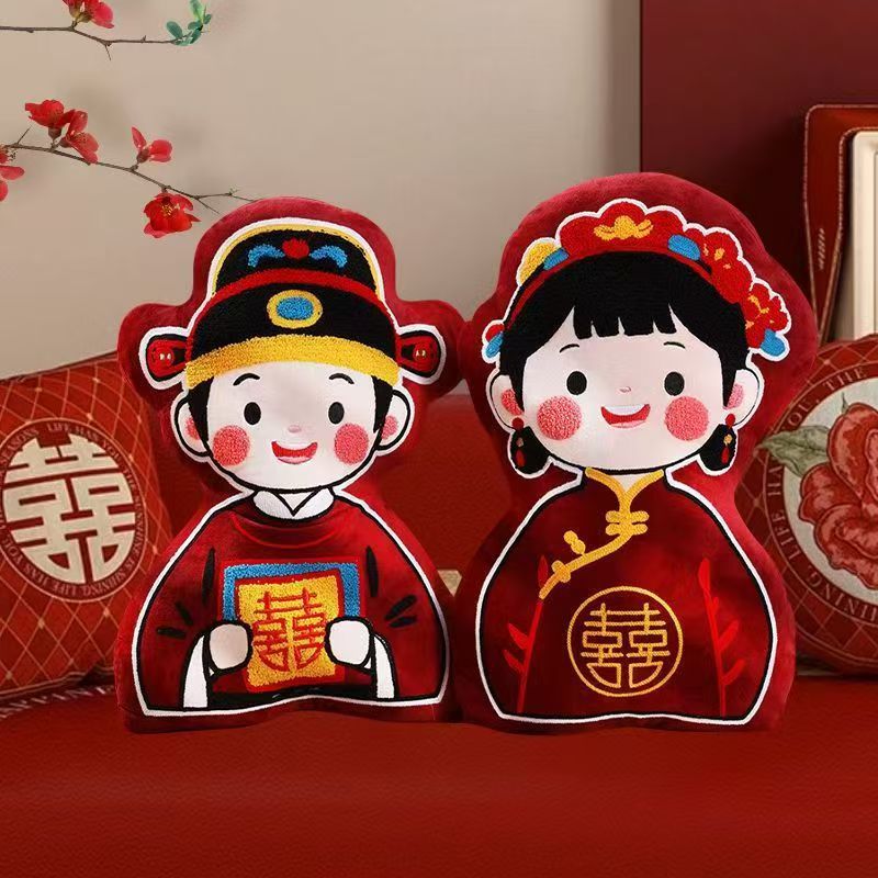 Suministros de la boda cama presionando muñeca un par de regalos de boda muñeca de la boda nacimiento temprano almohada del bebé decoración de la habitación de la boda