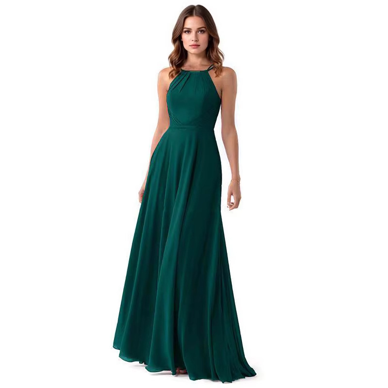 Amazon Cross-Border Women's Formal Occasion Party Ball Gown Halter Neck Summer New Slim Fit Long Dress