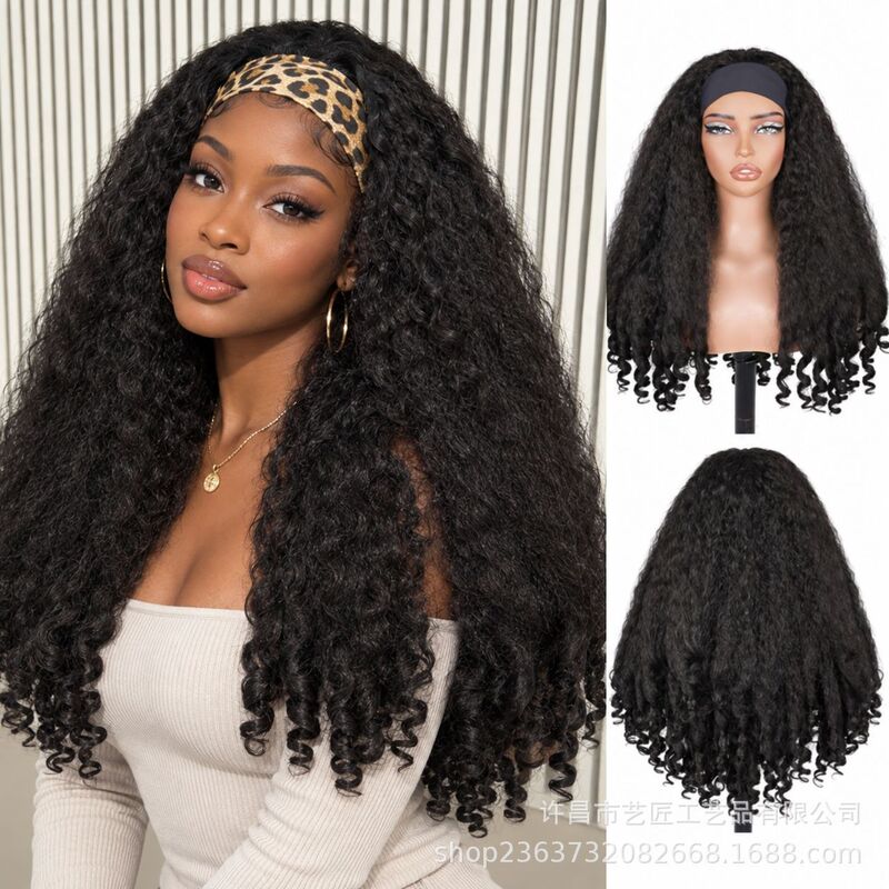 Amazon women's wig, yaki silk spiral curls, African curly synthetic braided hair, no glue, instant wear Amazon women's wig, yaki silk spiral curls, African curly synthetic braided hair, no glue, instant wear