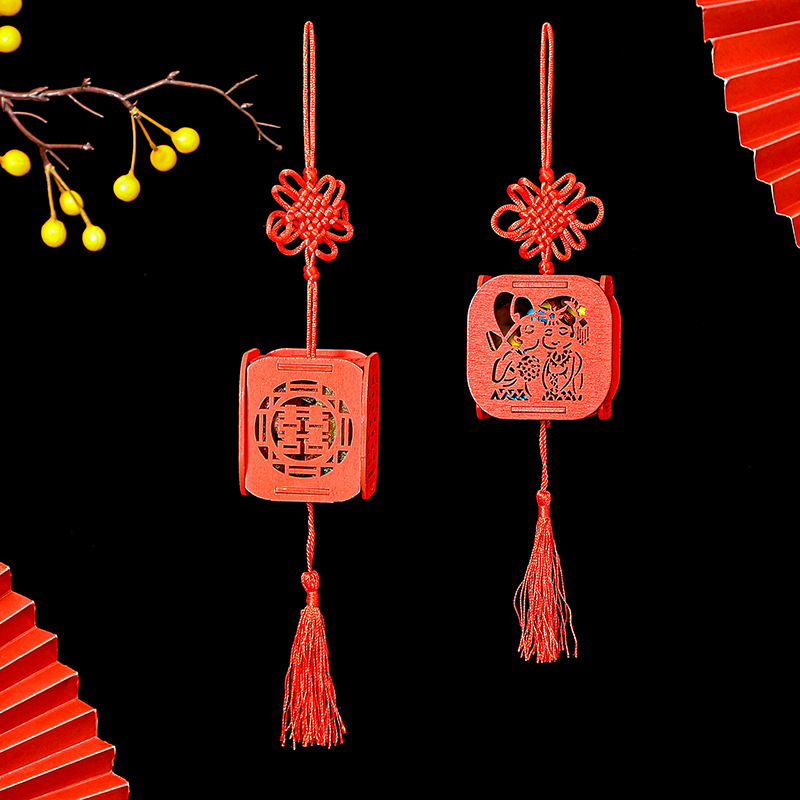 Caja de dulces de madera creativa Boda boda caja de dulces hueca regalo caja de regalo borla boda caja de dulces al por mayor