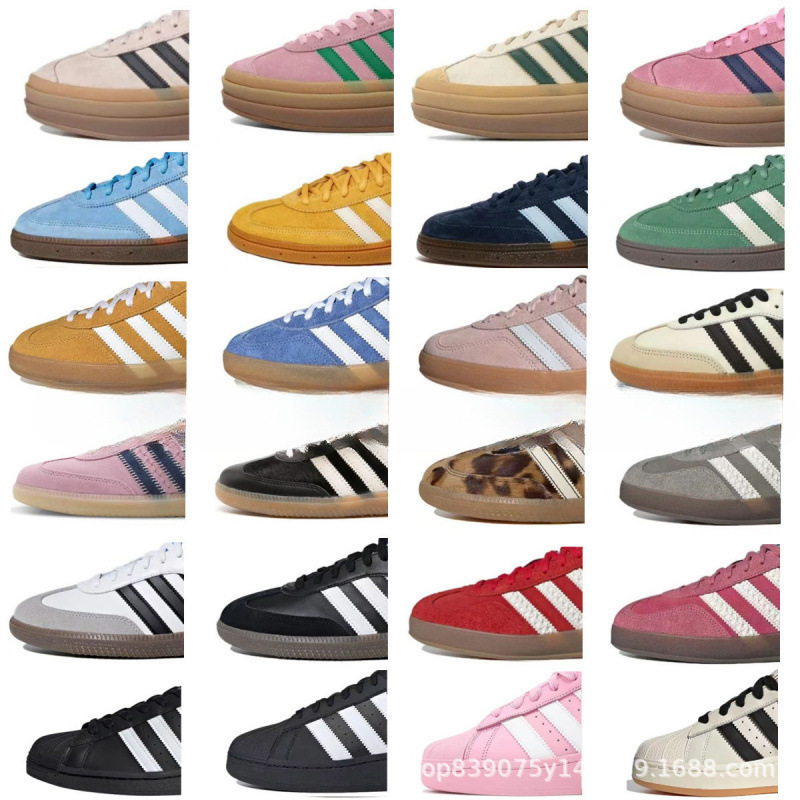 Adidas Training Shoes for Women, High-End Version from Putian, Samba Versatile Campus Style, Silver Color, Height-Increasing Thick Sole, Red and White Sneakers