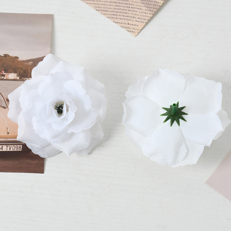 Decoración de flores de imitación blanca seda flordiy material artesanal tocado accesorios de flores decoración de boda para el hogar
