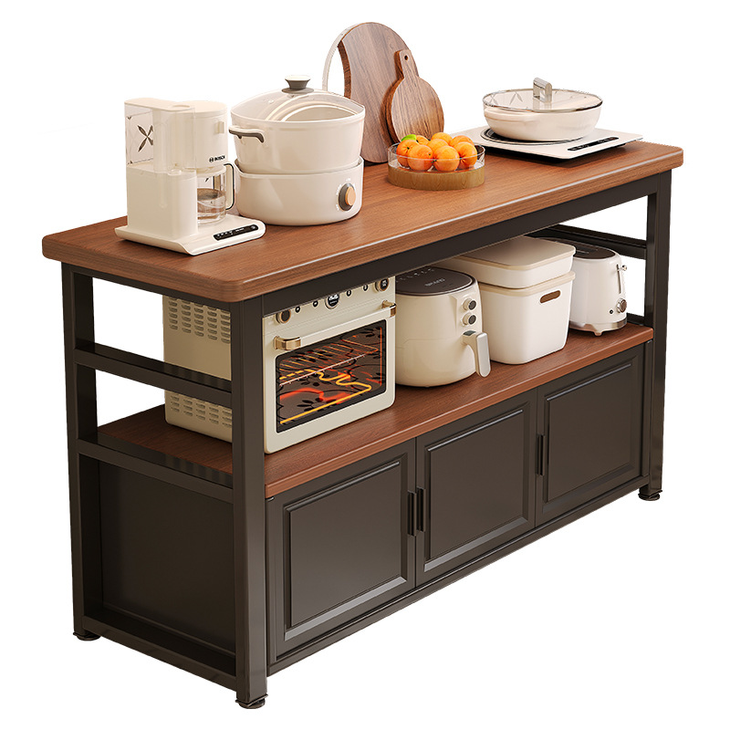 Estante de cocina multifuncional hogar contra la pared mesa mesa de trabajo gabinete piso platos microondas almacenamiento gabinete lateral