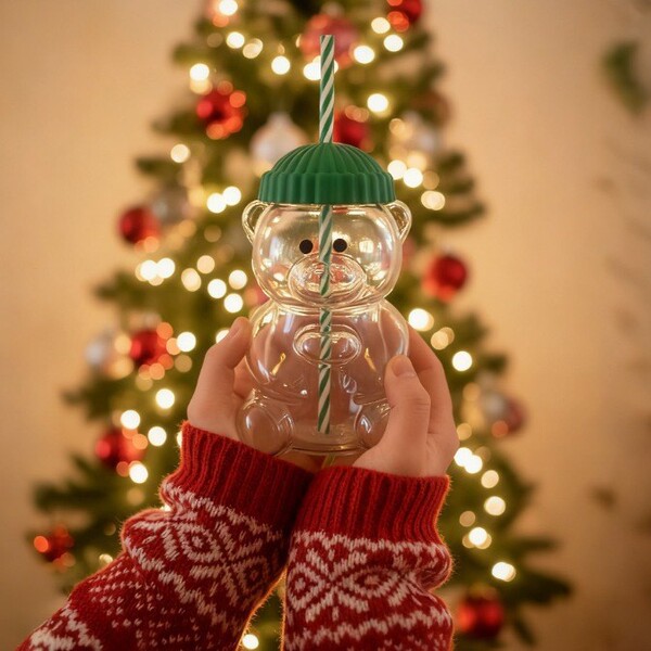 A Foreign Trade Christmas Little Teddy Bear Shaped Transparent Glass…