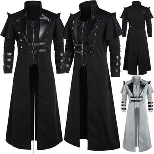 Medieval Renaissance Punk Coat Stage Play Performance Props Photography Clothes Retro Long Split Coat