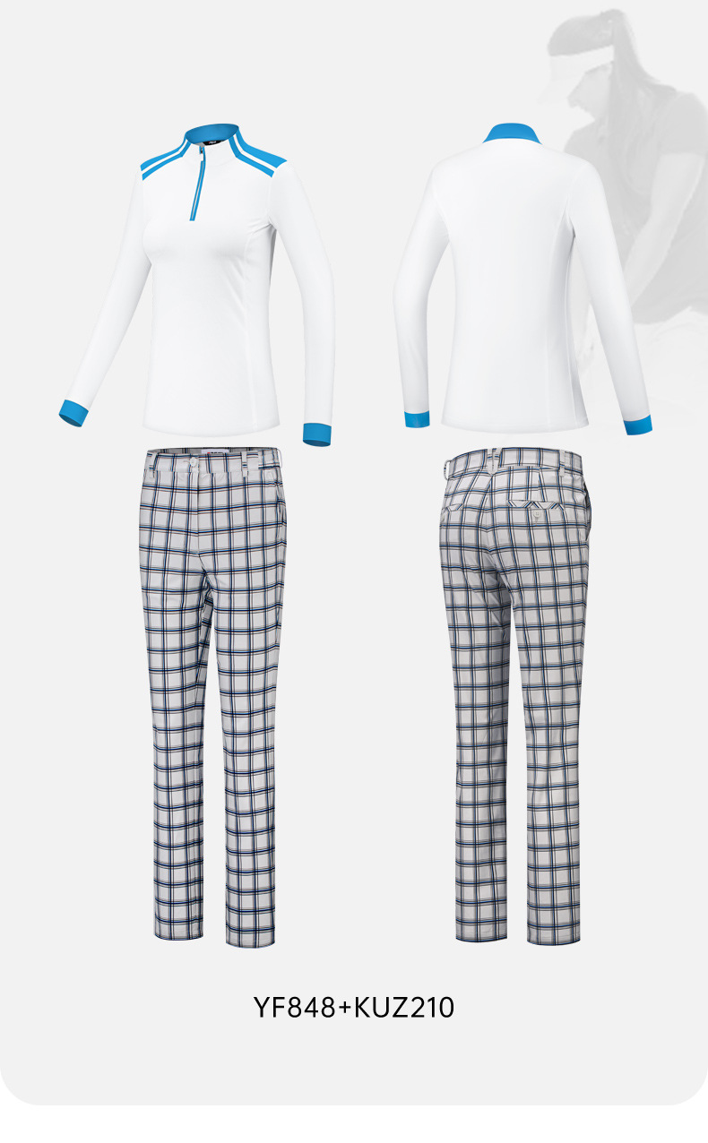 Áo polo dài tay đồng phục golf in logo miễn phí — Bộ đồ caddie nữ [Quần trên màu xanh nhạt] YF848 KUZ210/209, Bộ đồ caddie nữ [quần áo màu xanh nhạt] YF851 KUZ210/209, Bộ đồ cùng mẫu cho nam tùy chỉnh, Bộ đồ caddie nữ [quần áo màu xanh] YF850 KUZ210/209 chi tiết 82