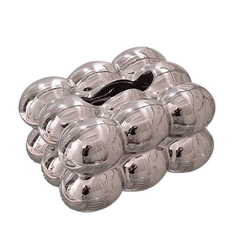 Leche fufu algodón de azúcar caja de pañuelos de cerámica sala de estar mesa de café caja de pañuelos de color crema caja de almacenamiento de color alto