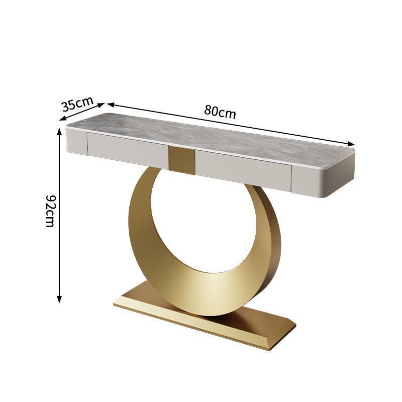 Итальянская серая каменная плита (80*35*92), светлая роскошная золотая основная рама