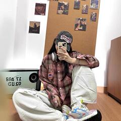 粉色磨毛衬衫女高级感新款2025年秋季格子中长款宽松长袖上衣
