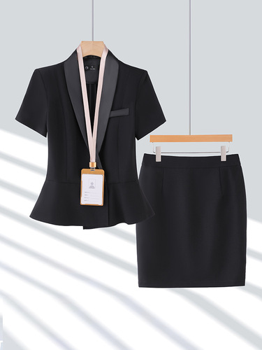Women's Summer Short Sleeve Suit Set Professional Quality High-End Beauty Salon Health Spa Gold Shop Hotel Front Desk Workwear