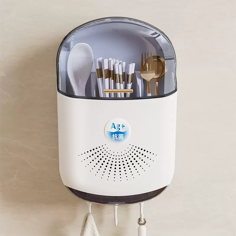 筷子筒食品级壁挂式家用厨房沥水筷子收纳盒抗菌免打孔大容量筷笼