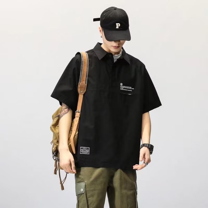 Versión coreana del polo de manga corta con solapa delgada, camiseta de verano de marca de moda para hombres, tendencia 2024, nueva camiseta de todo fósforo, top