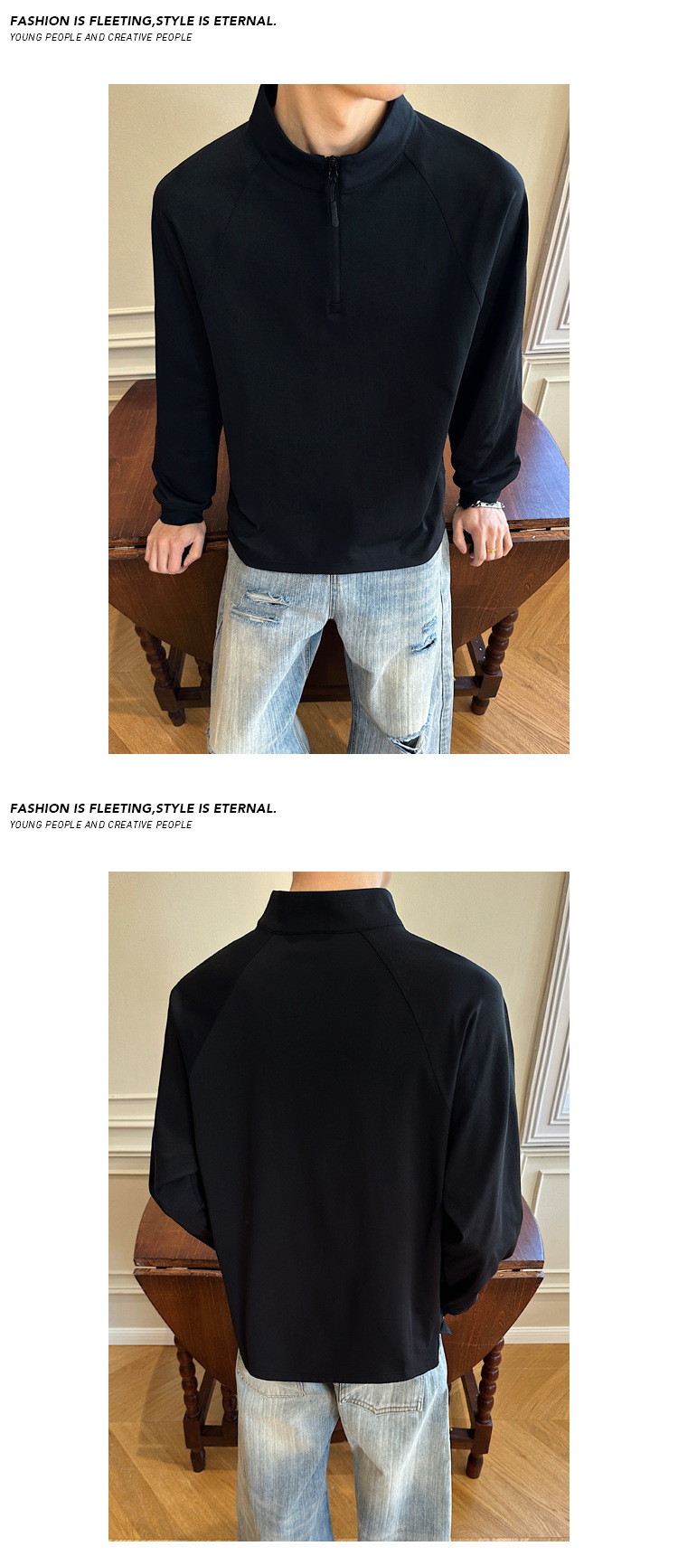 Herrarnas långärmade sport-t-shirt med ståkrage för cykling_voghion.com