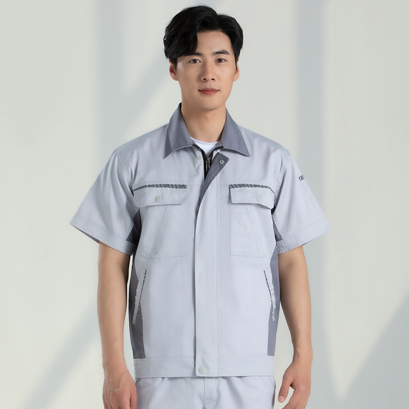 Trajes de trabajo de mangas cortas para hombres desgaste sitio de construcción de reparación de automóviles ropa mecánica y eléctrica fábrica de ropa de seguro laboral personalizada