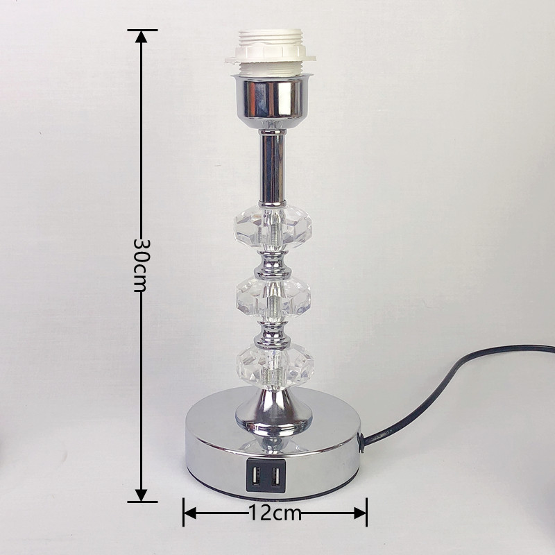 Estilo coreano retro de internet celebridad toque consagrado interfaz USB lámpara de mesa accesorios base dormitorio B & B accesorios de vidrio de metal