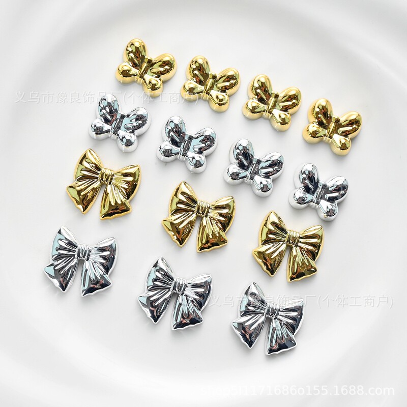 Cross-border creative gold and silver butterfly resin fridge magnets for fixing polaroid photos with bow ties