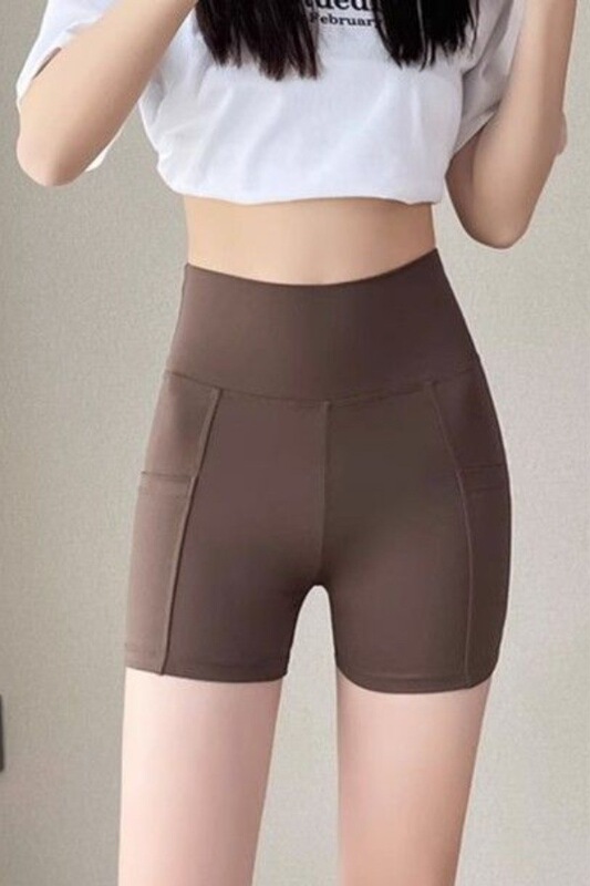 New Pocket Shark Leggings for Women, Anti-Exposure, Three-Point High-Waisted Pants, Tummy Control, Slimming Yoga Shorts, Dropshipping