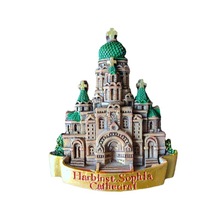 旅游纪念品树脂冰箱贴哈尔滨索菲亚教堂城堡天津安徽装饰磁3d立体