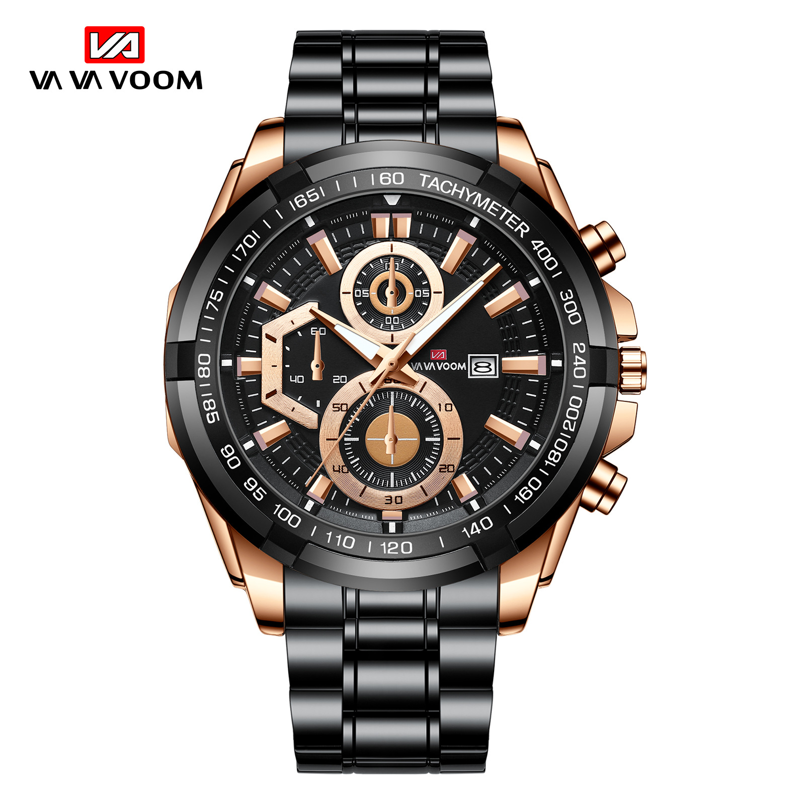VAVA VOOM 2321 nuevo cinturón de acero personalizado creativo movimiento cuarzo calendario al aire libre reloj casual los hombres