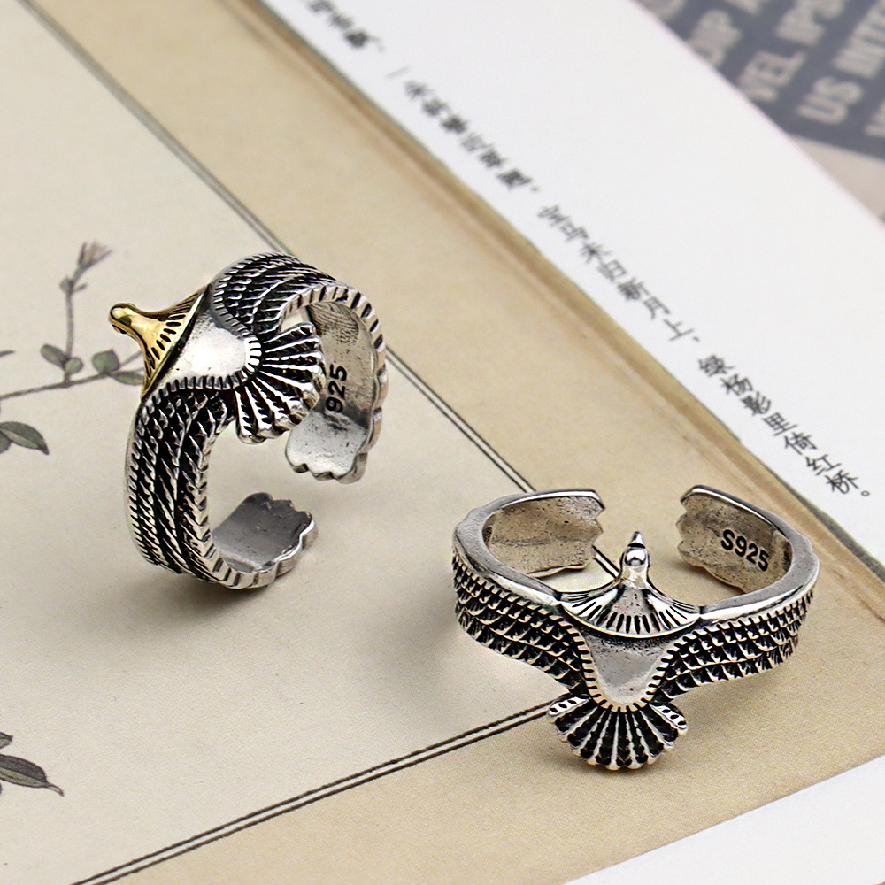 Hip-hop Cool Style Eagle Copper Plating Silver Plated Unisex Open Ring display picture 1