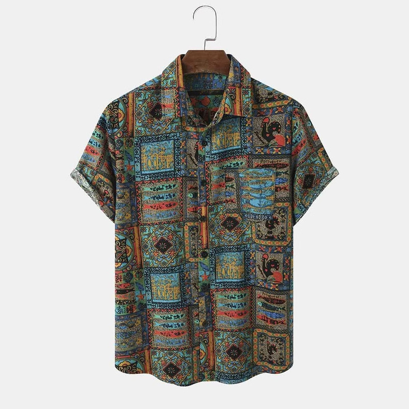 Amazon AliExpress Shrimp Men's Short Sleeve Ethnic Style Tribal Animal Print Shirt Amazon AliExpress Shrimp Men's Short Sleeve Ethnic Style Tribal Animal Print Shirt