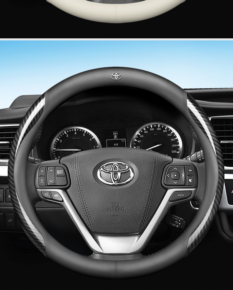 Suitable for 2021-23 Toyota Sienna Steering Wheel Cover, Car Handlebar Cover, Hand-Sewn Sienna Four-Season Universal Handlebar Cover