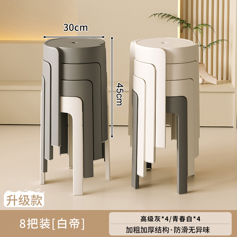 Taburete de plástico grueso para el hogar, sillas apilables, robustas y duraderas, extra gruesas, simples y modernas, bancos altos de reserva para invitados.