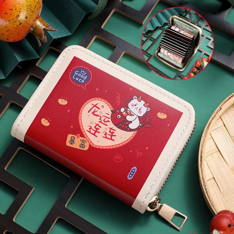 Titular de la tarjeta de dibujos animados lindo cremallera de las mujeres posición multi-tarjeta de gran capacidad anti-desgaussing titular de la tarjeta de los hombres pequeños titular de la tarjeta ultrafino