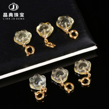 晶典珠宝 天然黄水晶猫爪铜扣吊坠diy配饰手链半成品饰品配件批发